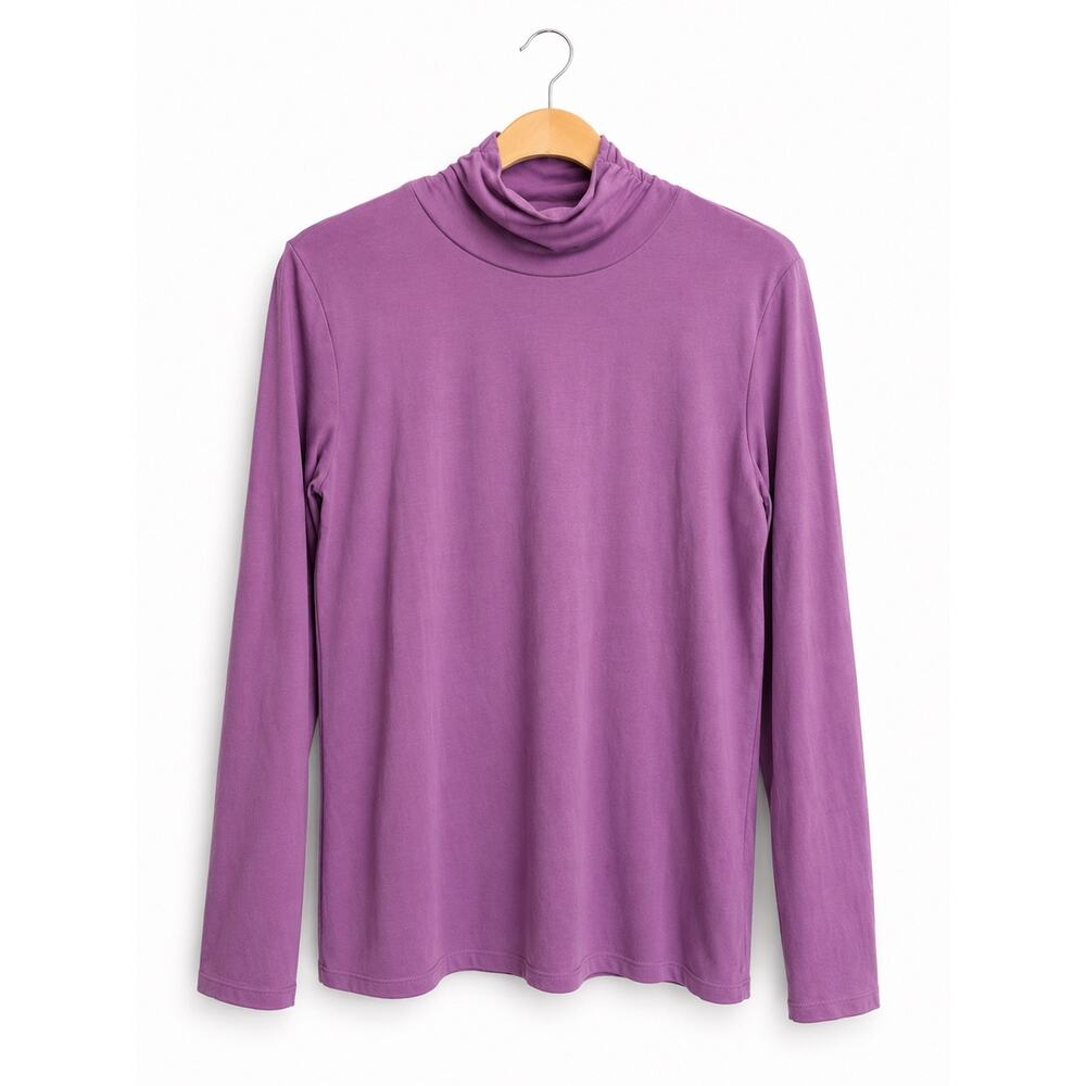 J. Jill Essential Turtleneck XL Purple Cotton Blend Stretch Long Sleeve Top